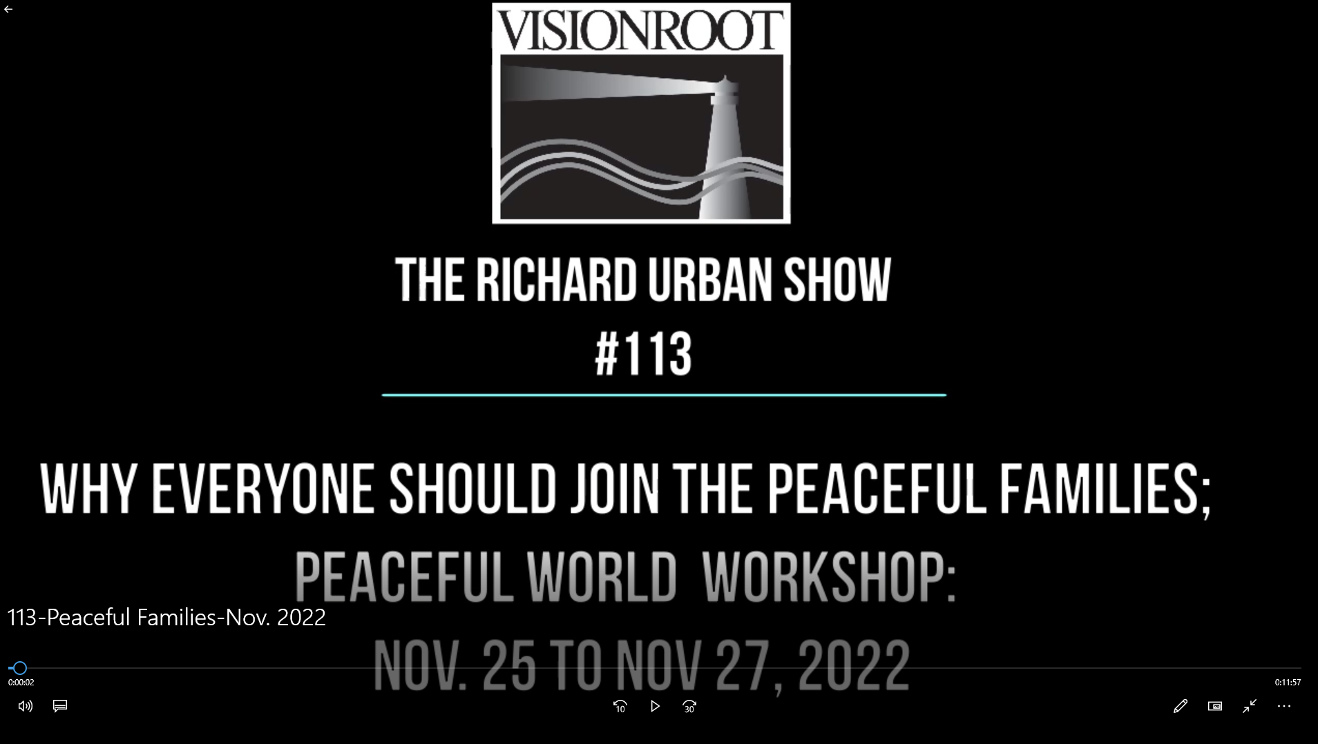 Join Us Nov. 25 to Nov 27; Peaceful Families Make a Peaceful World